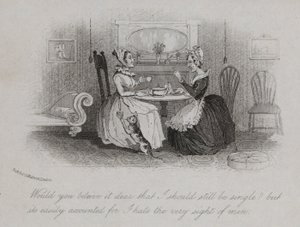 Victorian spinster explaining the reason for her remaining single (engraving) 作者 英语学校