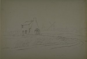 九榆树附近的景色，沃克斯豪尔，约 1810 年（纸上铅笔） 作者 英语学校