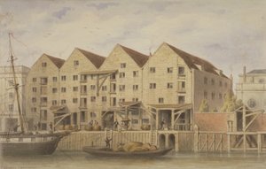 1846年Tooley街的Chamberlains Wharf的视图（纸上写着） 作者 英语学校