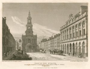 The Strand的景色，包括Somerset House的北面和St Mary-Le-Strand教堂，威斯敏斯特，伦敦 作者 英语学校