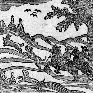 狩猎场景的视图，来自&39;Rox of Roxburghe Ballads&39; 作者 英语学校