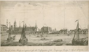 老伦敦桥看法，它在1758年火以后出现了 作者 英语学校
