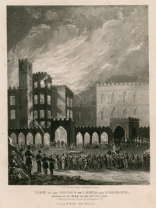 上议院和下议院的视图，于1834年10月16日被火烧毁 作者 英语学校