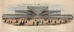 大厦的内部的看法在海德公园为1851年的陈列 作者 英语学校