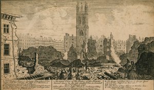 1748年3月25日，房子的废墟的看法在Cornhill，伦敦烧毁了 作者 英语学校