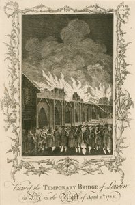 伦敦临时桥梁的看法火的在1758年4月11日夜 作者 英语学校