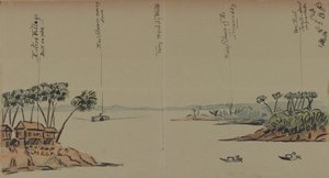 1886年在河上观看（纸和笔在纸上的墨水） 作者 英语学校