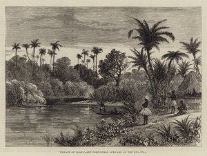 Kwa-Kwa 上的半种姓葡萄牙非洲人村庄（版画） 作者 英语学校