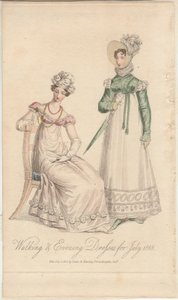 1818 年 7 月的步行装和晚礼服》，Dean  Munday 出版社出版 作者 英语学校