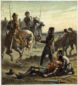 War of the Two Roses: death of King Richard III (1452-1485) during the Battle of Bosworth Field, which between the 22/08/1485 Richard III and Henri, Duke of Richmond. The latter received the crown of the dechu king and became Henry VII known as Henry Tudor 作者 英语学校