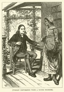 卫斯理与一位年轻的女黑人交谈（雕刻） 作者 英语学校