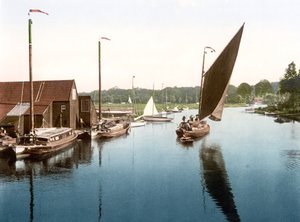 Wherry离开Wroxham（手工彩色照片） 作者 英语学校