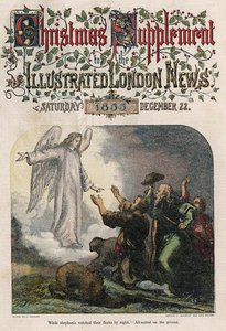当牧羊人在夜间观看他们的羊群时，从1855年的圣诞节补充画报的封面 作者 英语学校