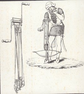 用于翘起弩的卷扬机机构，来自“古代盔甲”的插图 作者 英语学校