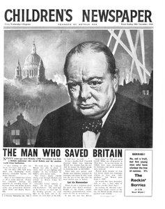 温斯顿丘吉尔：拯救英国的人，1964年11月“儿童报”的头版（新闻纸）