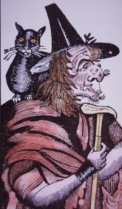 女巫和她熟悉的猫(木刻) 作者 英语学校