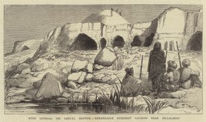 With General Sir Samuel Browne, remarkable Buddhist Caverns near Jellalabad (engraving) 作者 英语学校