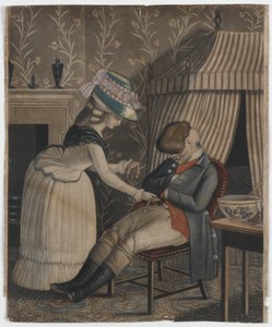 女人从一个熟睡的男人偷一个放养钱包和怀表，c.1790（手工色的mezzotint） 作者 英语学校