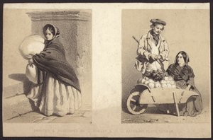 推车卖菜的街头女摊贩（石版画） 作者 英语学校