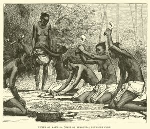 Kambala（本格拉西部）的妇女捣碎玉米 作者 英语学校