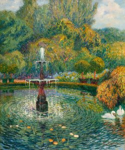 花园中的喷泉（布面油画）