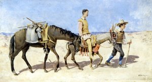 堂吉诃德与桑丘-潘萨》。阿塔拉亚的绘画作品。 作者 恩里克·阿塔拉亚