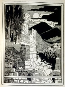 The ruins of Sodom, from the book Judah illustrated by Ephraim Moses Lilien (1874-1925). Lilian is considered as the father of Zionist iconography, created in the Jugendstil (German art nouveau) style. He illustrated