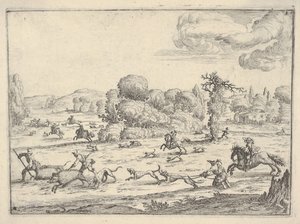 风景中的野猪狩猎，约1620-38。