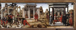 格里福尼多联画：带有圣文森特-费雷尔故事的前厅 作者 罗伯蒂（Ercole de Roberti）