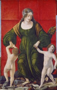 Hasdrubal和她的孩子的妻子，c.1490-3（杨树面板上的蛋彩画） 作者 罗伯蒂（Ercole de Roberti）