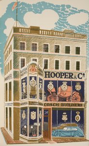 教练建造者，来自JM Richards的&39;High Street&39;的插图，由Curwen Press，pub打印。 1938年的乡村生活 作者 埃里克·拉维鲁（Eric Ravilious）