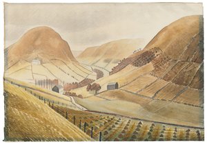 玉米斯托克斯和农庄-希尔农场，威尔士卡佩尔伊芬，1938年 作者 埃里克·拉维鲁（Eric Ravilious）
