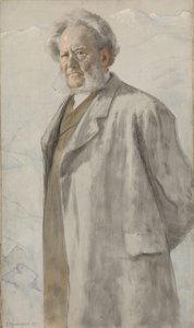 易卜生（Henrik Ibsen）肖像1828-1906，1895年。 作者 埃里克·西奥多·韦伦斯基尔德
