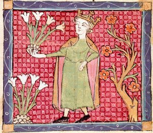 四月：采摘植物。 Ermengol de Beziers (Matfre Ermengau) (Ermengaud) (卒于 1322 年)