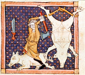 十二月：屠宰猪。 Ermengol de Beziers (Matfre Ermengau) (Ermengaud) (卒于 1322 年)