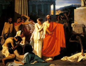 Oedipus and Antigone during plague in Thebes, by Eugene-Ernest Hillemacher (1818-1887)
