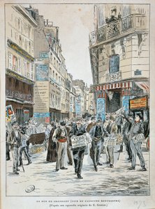 法国，巴黎，报纸小贩在 rue du Croissant，位于巴黎 rue du Faubourg Montmartre 的拐角处，Ernest Grenier，水彩印刷 作者 欧内斯特（后）格里尼尔（Grenier）