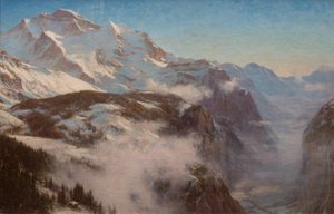 瑞士劳特布龙嫩山谷的冬天（布面油画）