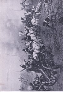 1815年6月18日在滑铁卢第52牛津郡轻步兵团夺取法国电池，1915年英国陆地和海上战役的插图