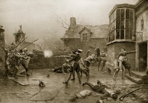 1606年火药阴谋者的最后一站，“哈钦森的英国民族故事”中的插图，c.1923 作者 Ernest Crofts