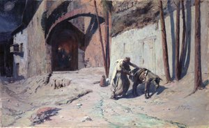 飞往埃及的航班，或约瑟夫在他的驴子上放一包，1894年 作者 欧内斯特·乔治·伯格斯