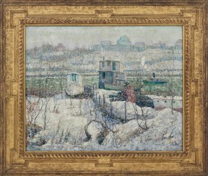 Boathouse，Winter，Harlem River，c.1916
