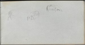 写生簿，第20页：动物研究。 作者 让·路易斯·欧内斯特·迈森尼尔