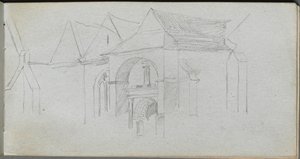 写生簿，第22页：建筑研究。 作者 让·路易斯·欧内斯特·迈森尼尔