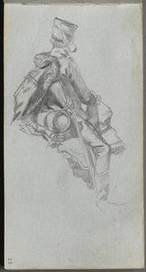 素描本》第 23 页：坐着的士兵 作者 欧内斯特·迈森尼尔