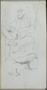 速写本，第24页：男性坐姿。 作者 Jean Louis Ernest Meissonier
