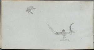 写生集，第26页：头和灯的研究。 作者 让·路易斯·欧内斯特·迈森尼尔