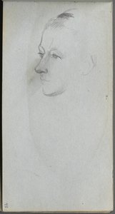 写生簿，第45页：《女人的脸》，34页。 作者 让·路易斯·欧内斯特·迈森尼尔