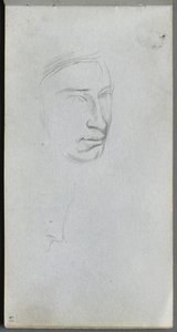 Sketchbook，第61页：Face，34视图轮廓。 作者 让·路易斯·欧内斯特·迈森尼尔