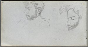 写生集，第65页：研究轮廓中的面孔。 作者 让·路易斯·欧内斯特·迈森尼尔